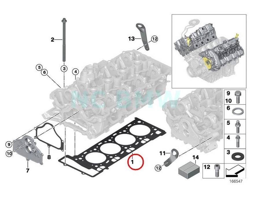 BMW Cylinder Head Gasket (1.05mm) 11127567764